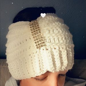 Messy bun ear warmer